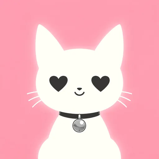 Avatar crop: his eyes drawn as two solid dark hearts above a small happy curve of a mouth, on a soft pink background.
